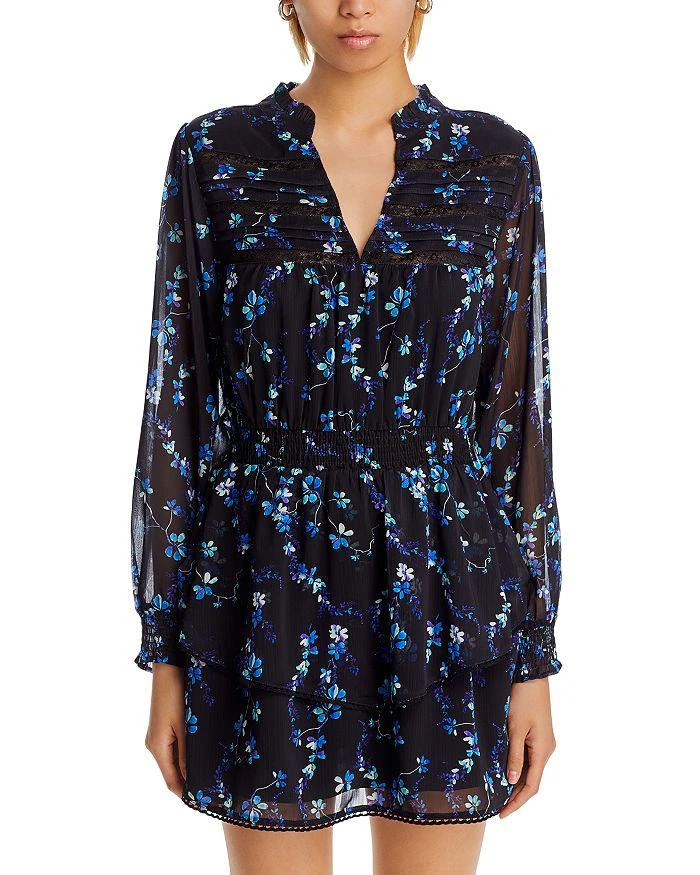 AQUA V Neck Long Sleeved Floral Print Dress - Exclusive 7