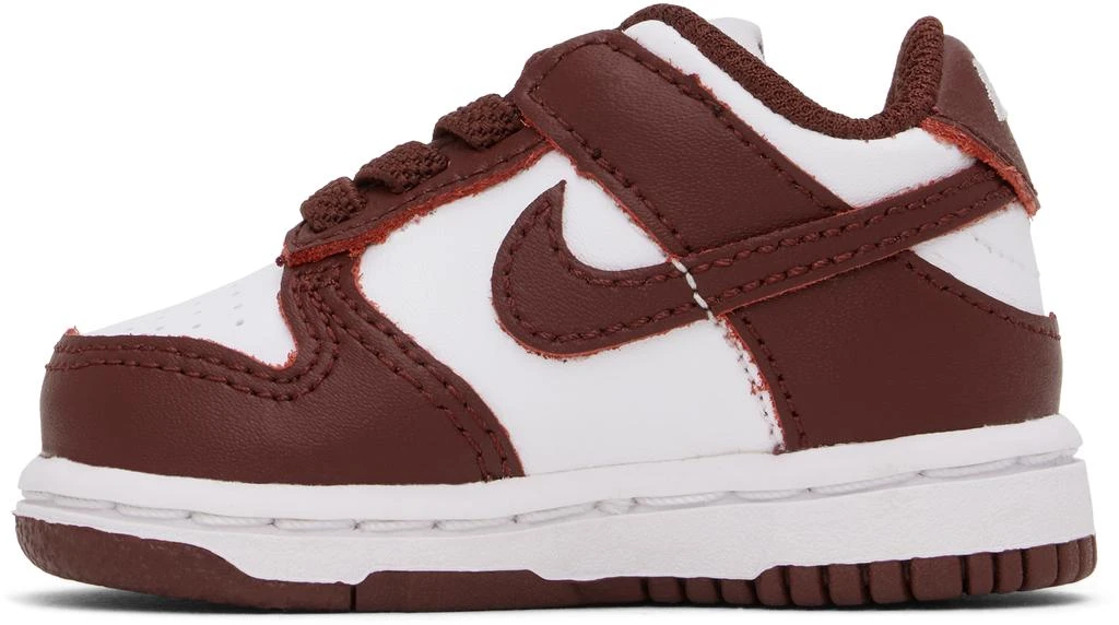 NIKE Baby White & Burgundy Dunk Low Sneakers 3