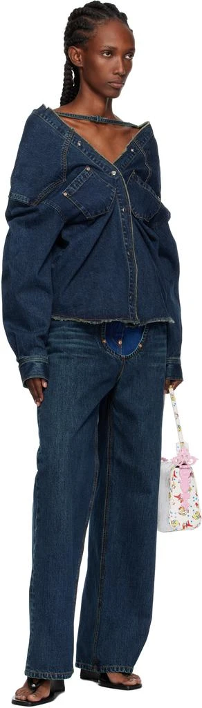 pushBUTTON Navy Strap Point Denim Top 4