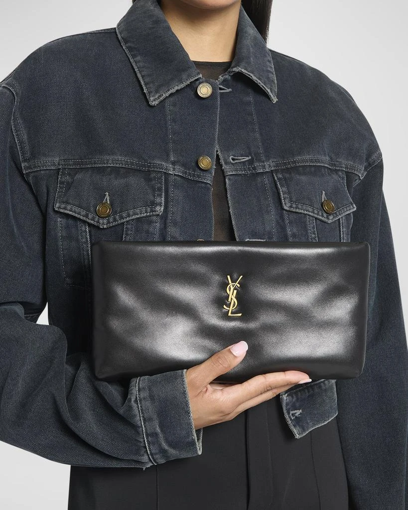 Yves Saint Laurent Calypso Ziptop YSL Clutch Bag in Smooth Padded Leather 5