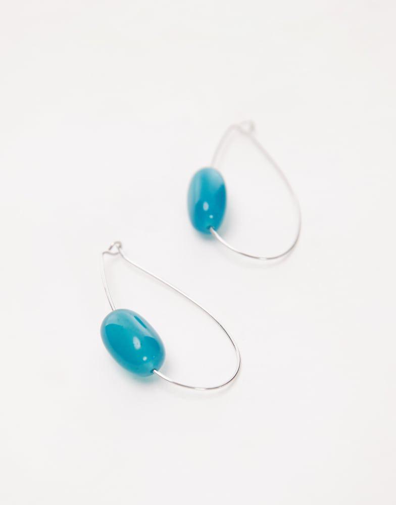 Topshop Topshop Priya teardrop hoop with semi precious stone in blue