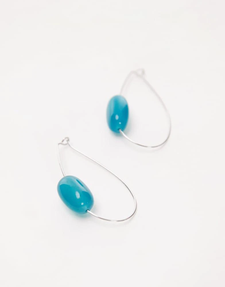 Topshop Topshop Priya teardrop hoop with semi precious stone in blue 2