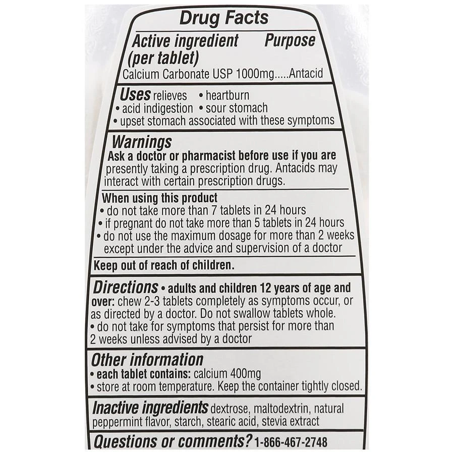 Walgreens Antacid Tablets 1000 mg Ultra Strength Natural Peppermint 3