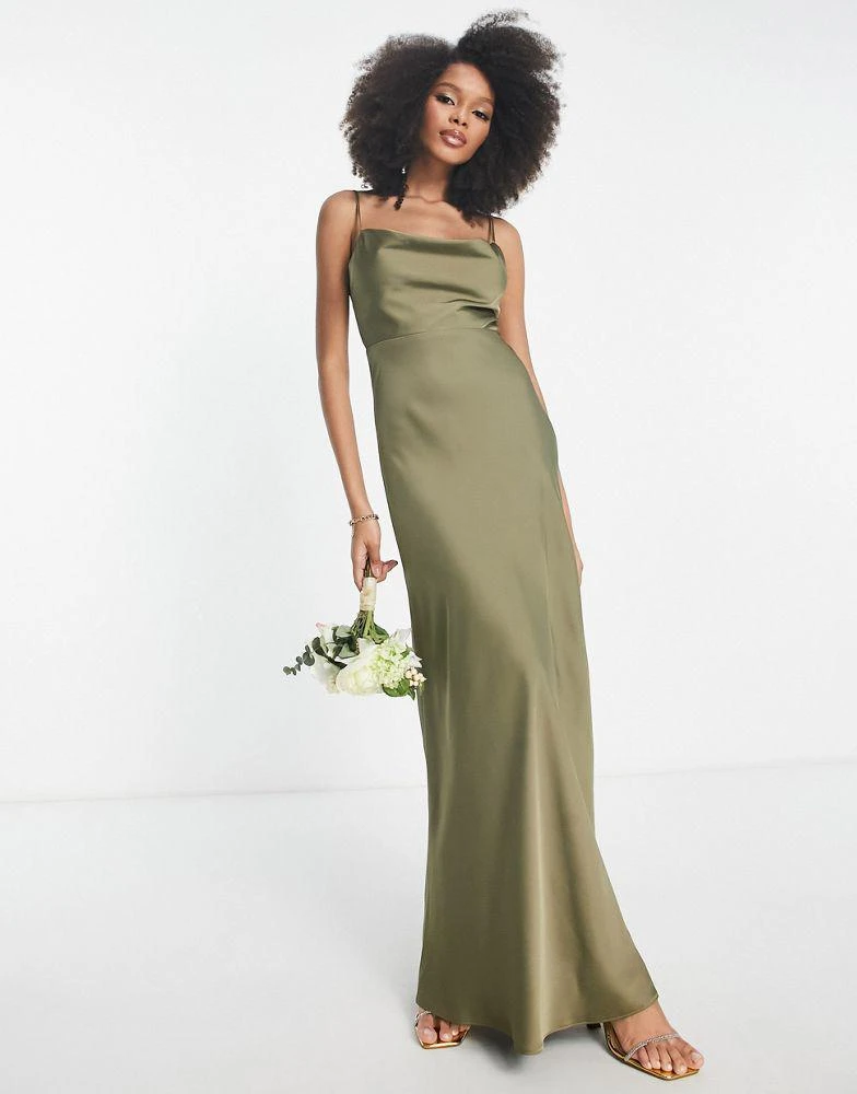 princess polly baby blue dress ASOS DESIGN Bridesmaid satin cowl neck maxi dress with full skirt in olive  green – On Sale Now with Up to 44% Off