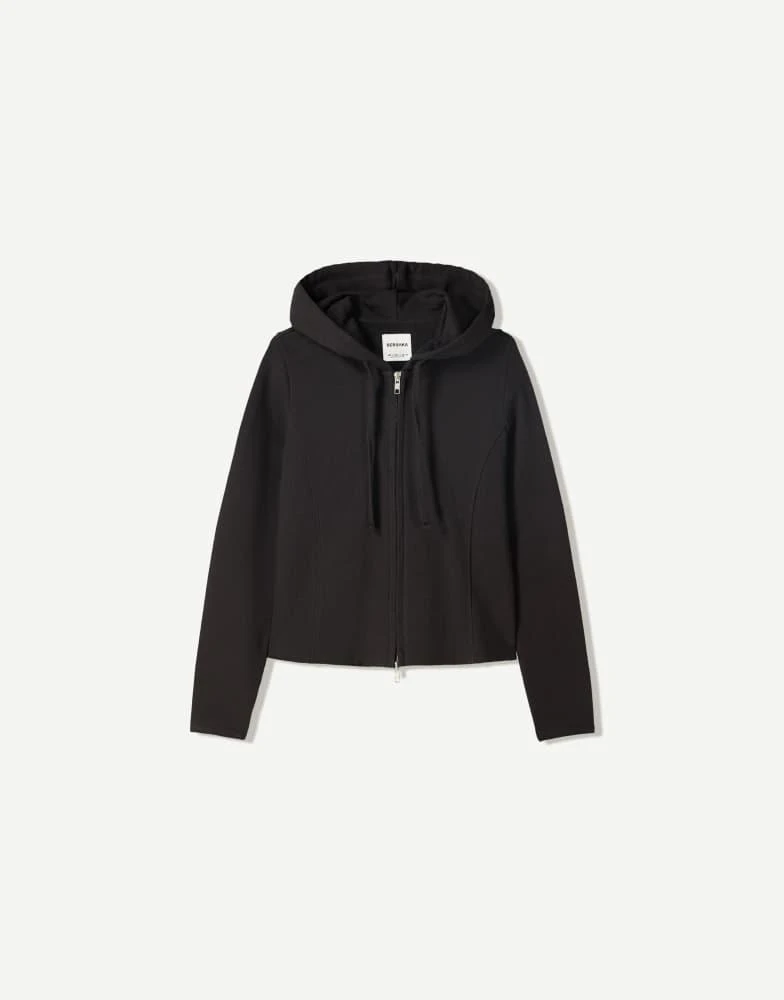 Bershka Bershka zip up hoodie in black 4