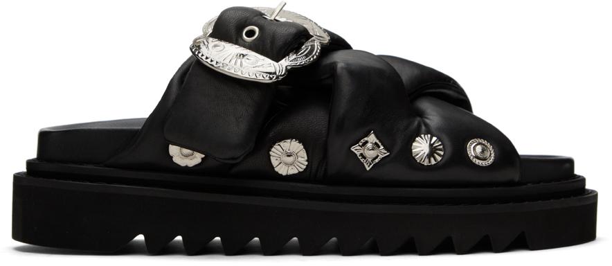サンダル Toga Virilis Studded Smooth Leather Flat Sandals TOGA VIRILIS studded sandals | REVERSIBLE