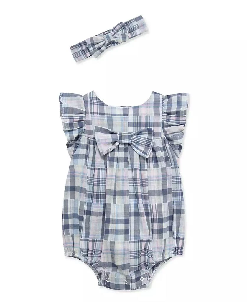Little Me Baby Girls
 Plaid Pattern Bodysuit and Headband, 2-Piece Set