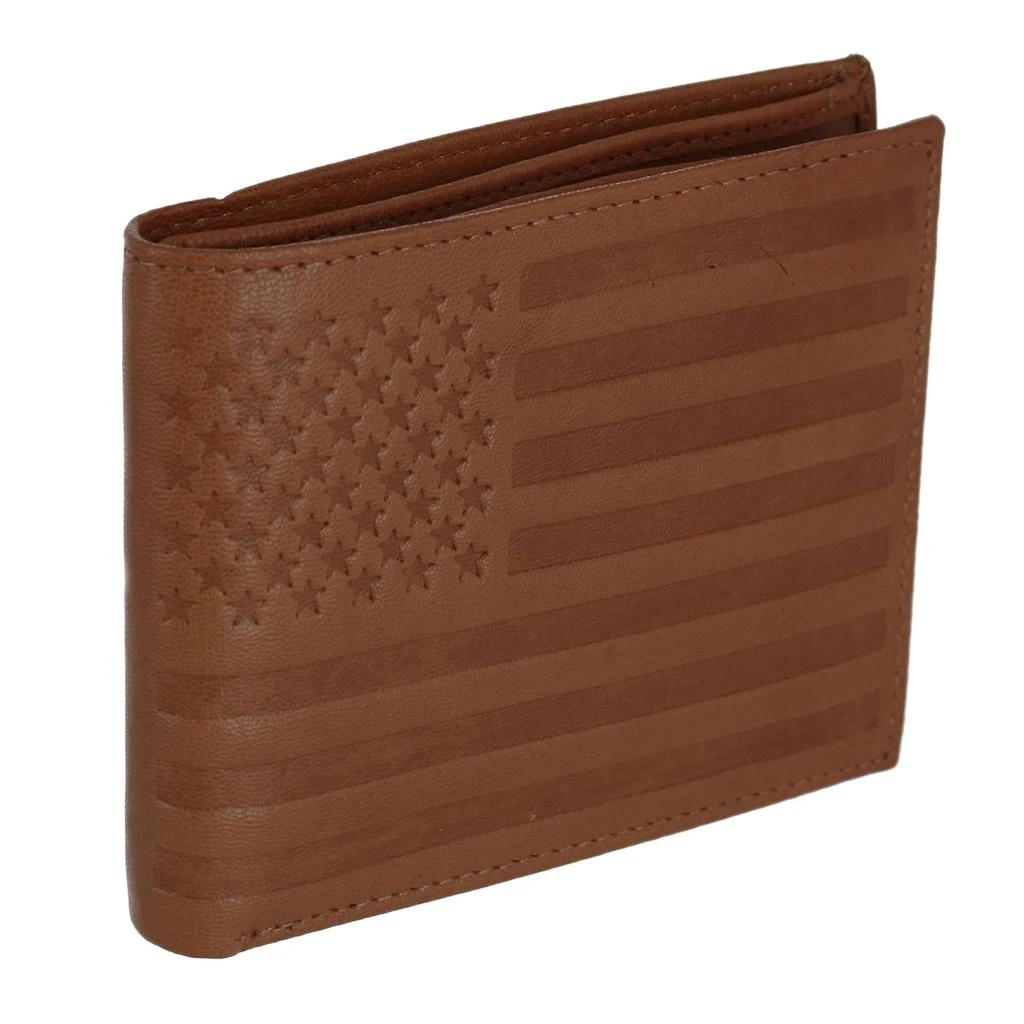 CTM Men's Leather American Flag Embossed Bifold Wallet 2