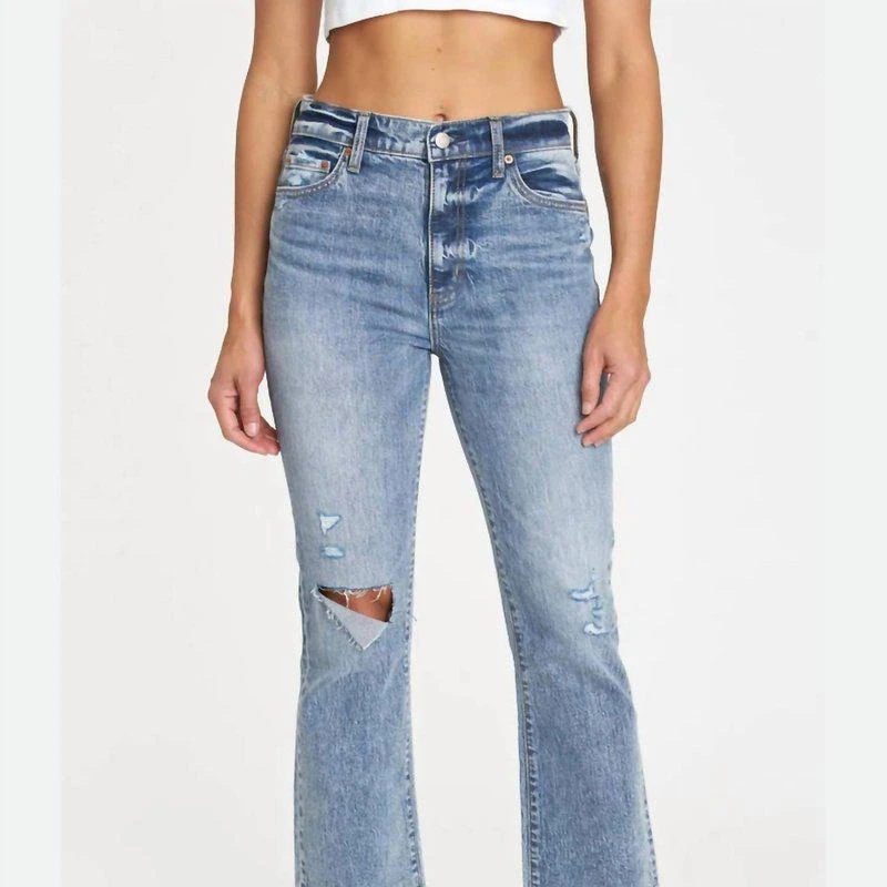 Daze Denim Shy Girl High Rise Crop Flare Jean In Deep Dive 1