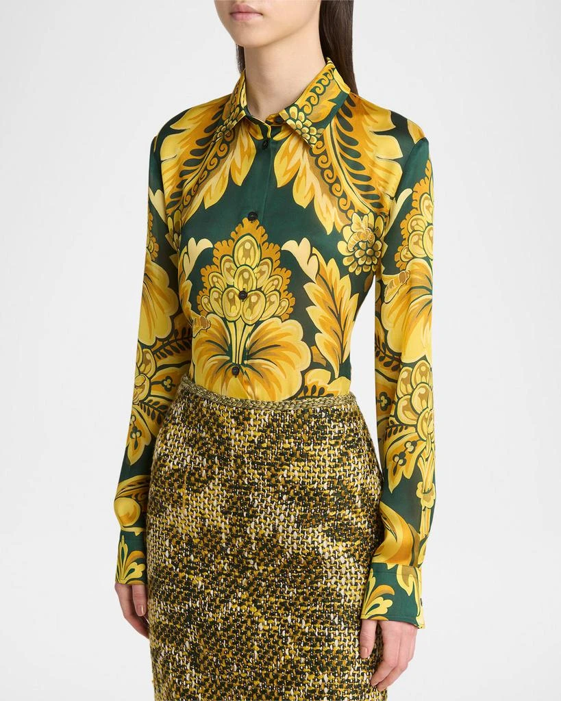 ETRO Flowers and Bees Silk Button-Front Blouse 4