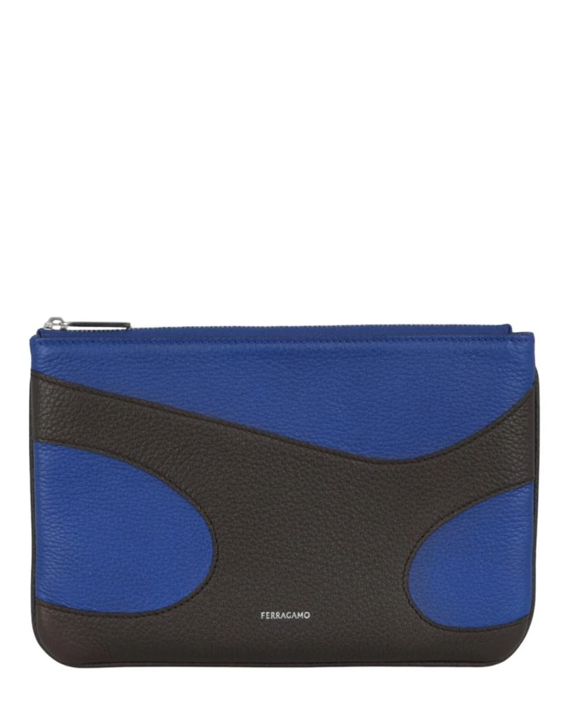 Salvatore Ferragamo Cut-Out Pebbled Leather Phone Pouch