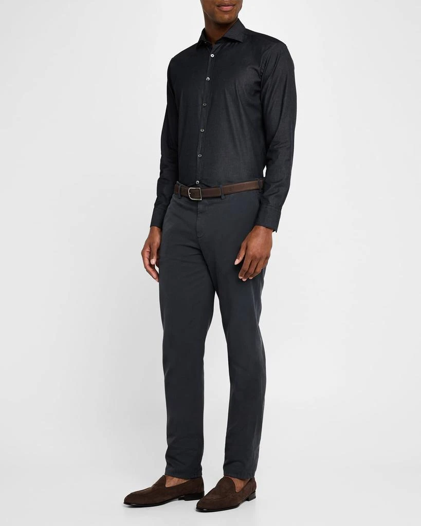 Canali Men's Solid Chambray Sport Shirt 2