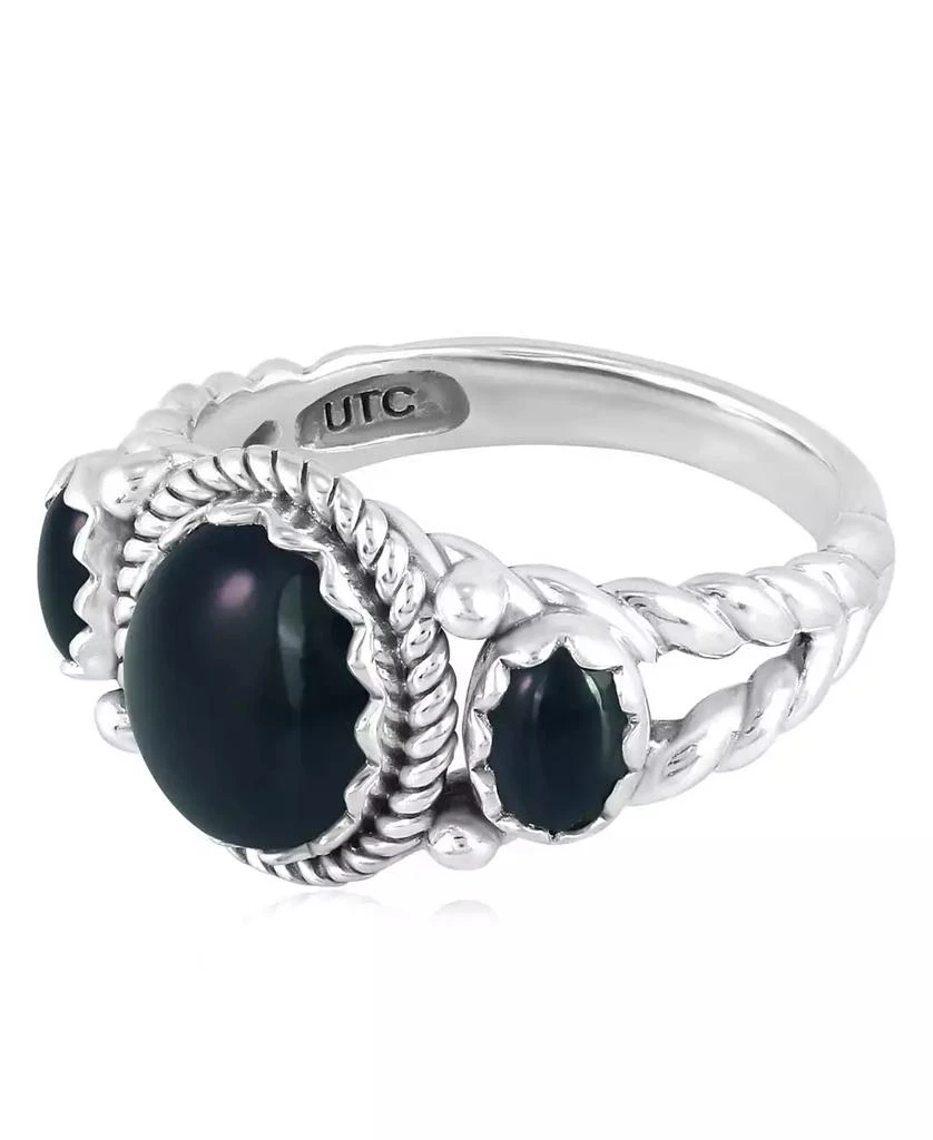 American West Jewelry Sterling Silver Black Agate 3-Stone Ring, Sizes 5 to 11 4