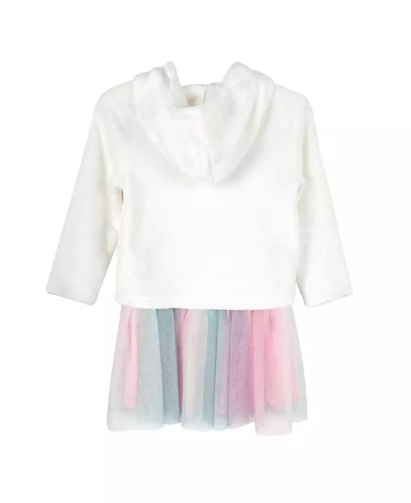 Pink & Violet Little Girls Faux Fur Unicorn Character Sweatshirt and Dress Set 4