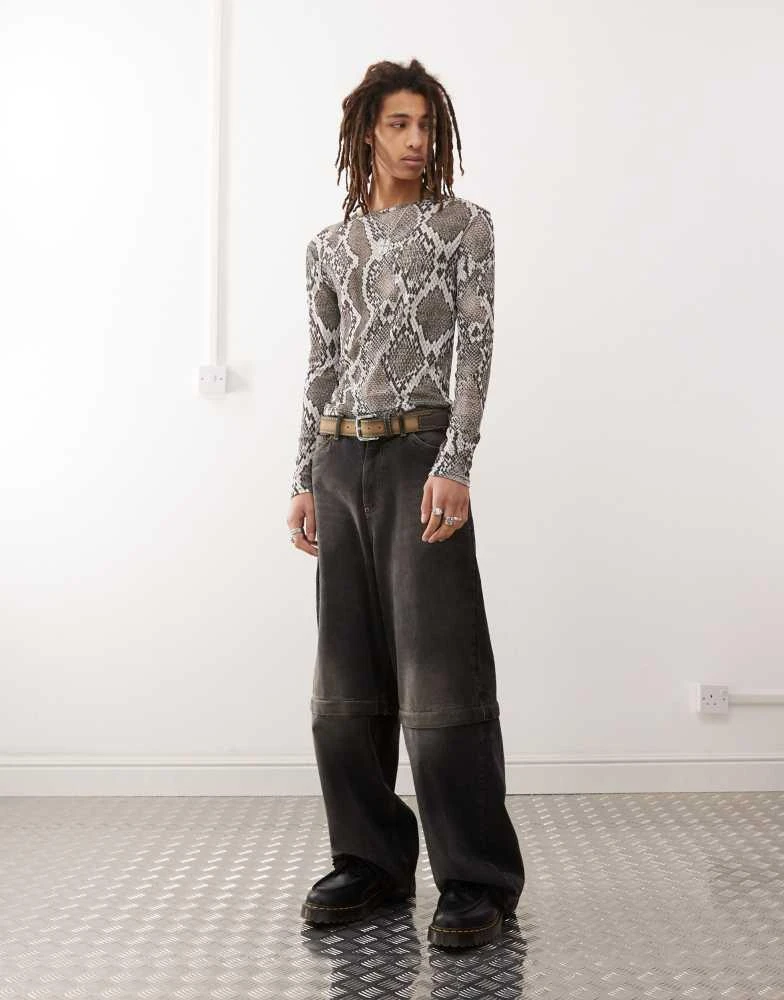 COLLUSION COLLUSION long sleeve t-shirt in snake print tissue mesh 2