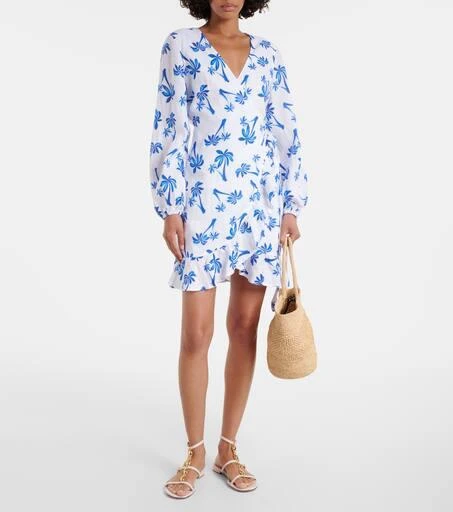 Heidi Klein Palm Beach printed linen wrap dress - M