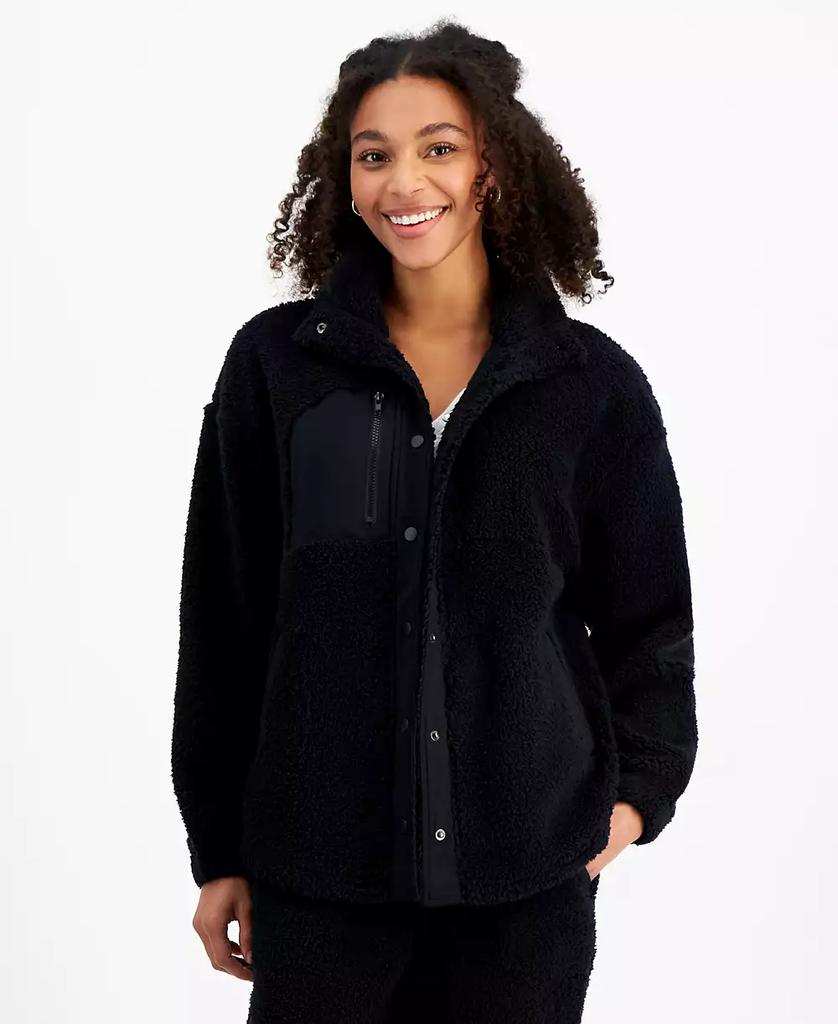 Hippie Rose Juniors' Snowflake Sherpa Snap-Front Jacket & Sherpa Claw Clip