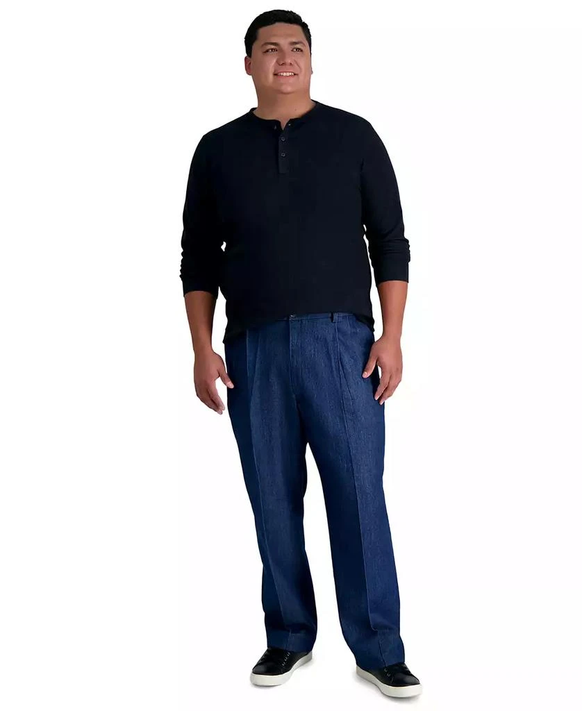 Haggar Men's Big & Tall Stretch Denim Classic-Fit Pleated Pants 1