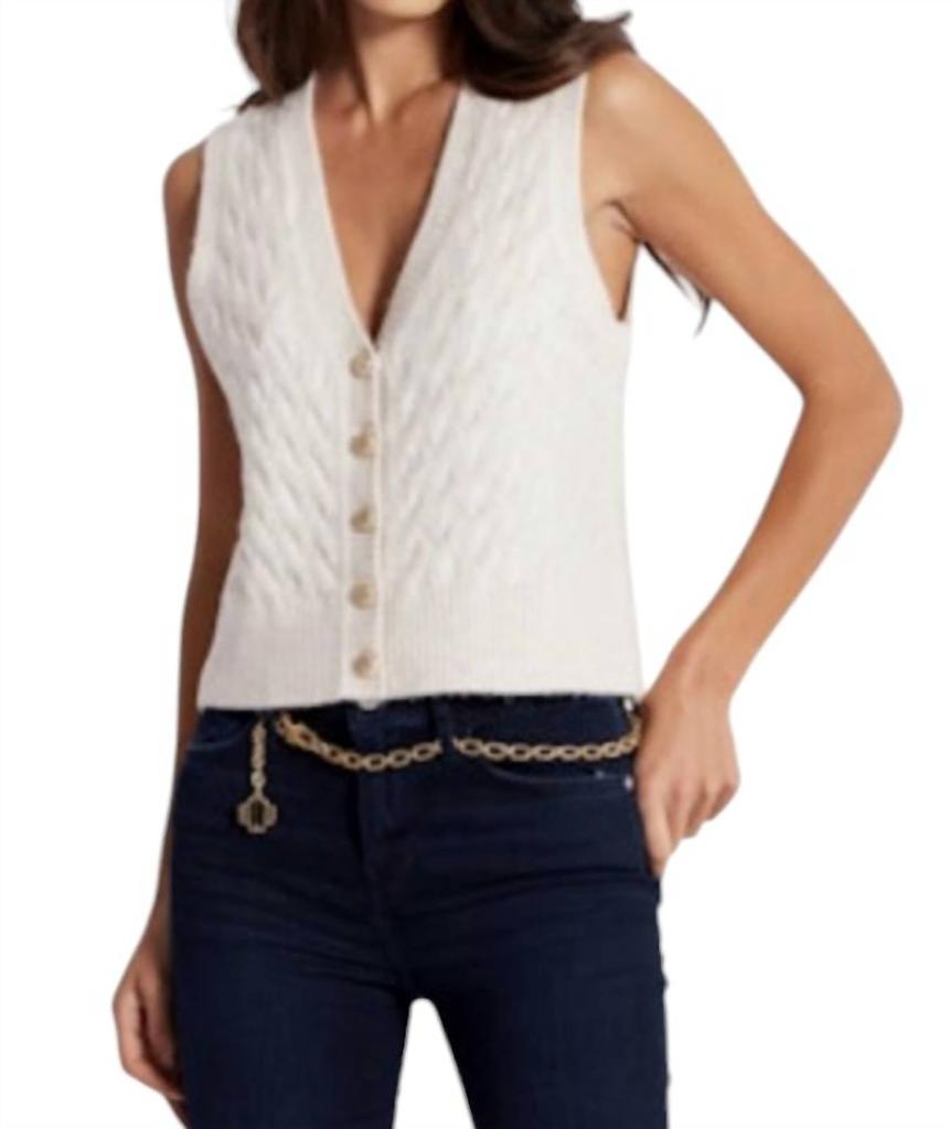 Bishop + Young Estella Cable Knit Vest In Ivory