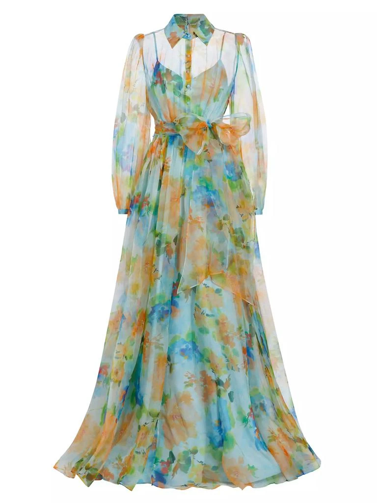 Badgley Mischka Belted Silk Organza Gown 1