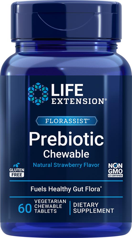 Life Extension Life Extension FLORASSIST® Prebiotic Chewable, Strawberry (60 vegetarian chewable tablets)