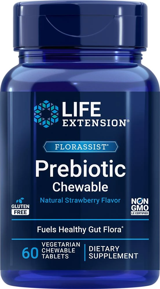 Life Extension Life Extension FLORASSIST® Prebiotic Chewable, Strawberry (60 vegetarian chewable tablets) 1