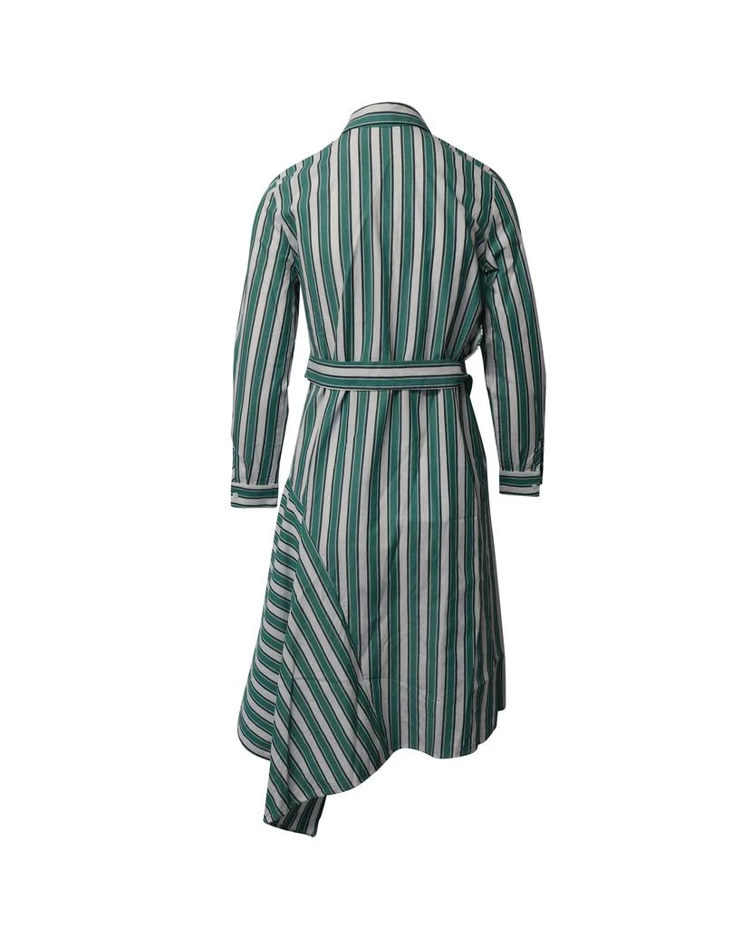 Claudie Pierlot Asymmetric Striped Shirt Dress in Green Cotton 3