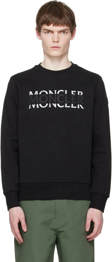 Moncler Black Logo Cotton Jersey Long Sleeve Sweatshirt