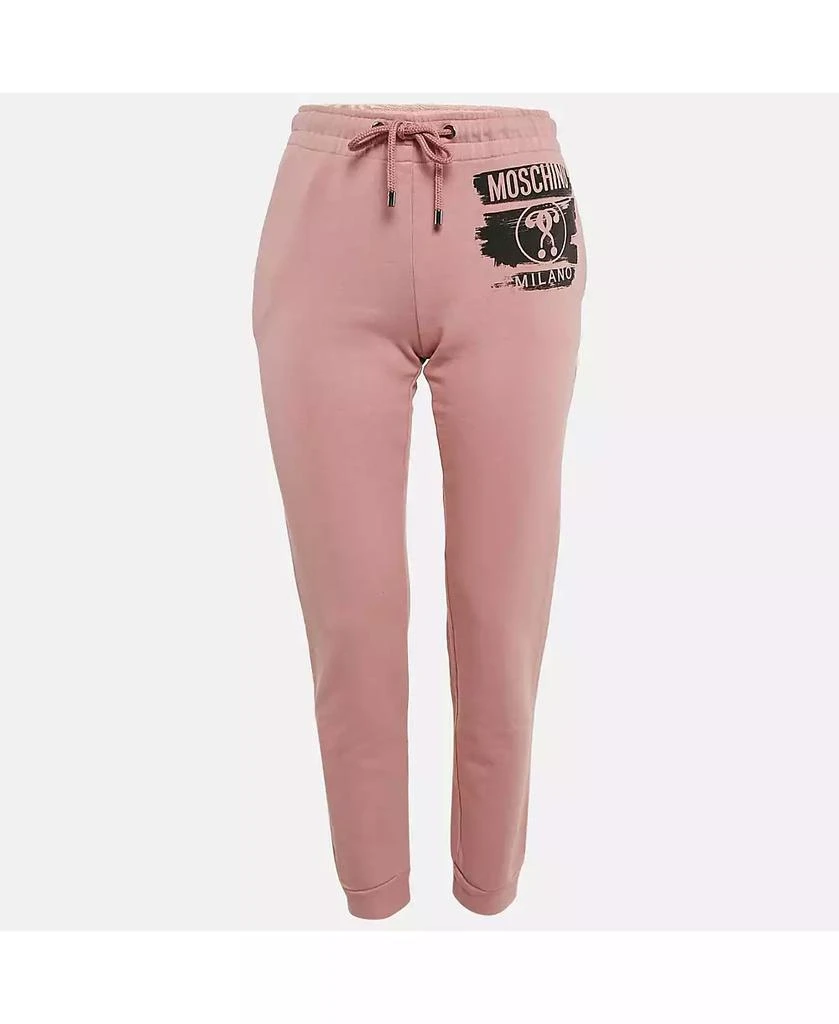 Pre-Owned Moschino Women's Pink Logo Print Cotton Sweatpants 1