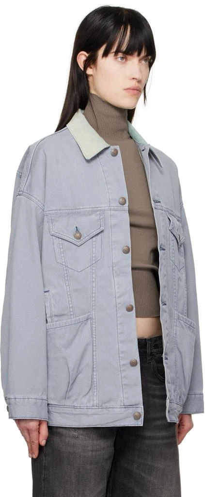 R13 Gray & Green Lacey Trucker Denim Jacket 2