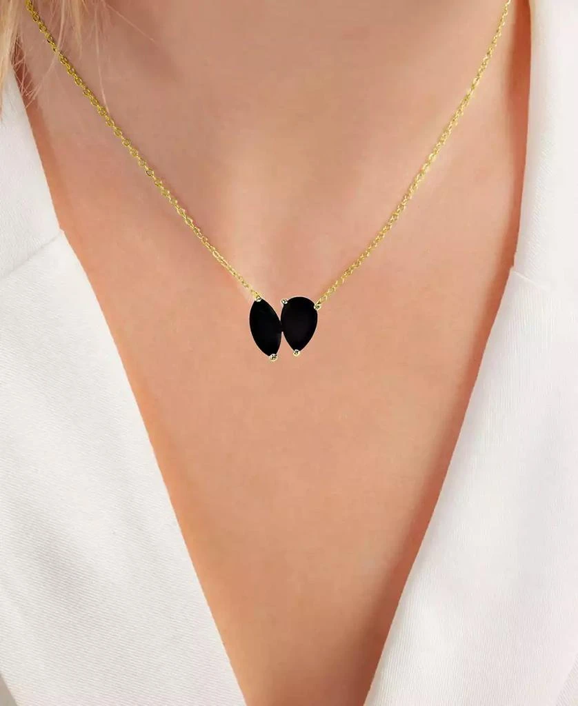 Macy
s Black Cubic Zirconia Marquise 
Pear Double Stone Pendant Necklace in 14k Gold-Plated Sterling Silver, 18" + 2" extender 2