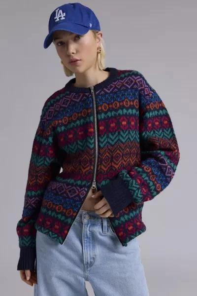 Urban Renewal ReMADE By UO Zip Front Fairisle Sweater 1