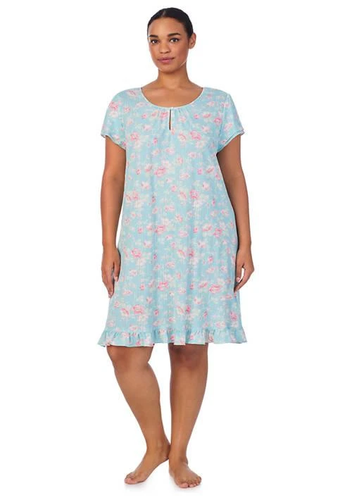 Ralph Lauren Ralph Lauren Plus Size Flutter Sleeve Keyhole Neck Short Gown 1