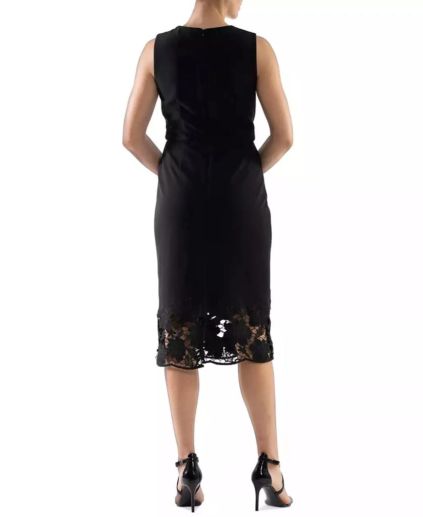 Donna Ricco Donna Rico Women's Asymmetric Twist-Neck Lacy-Hem Dress 3