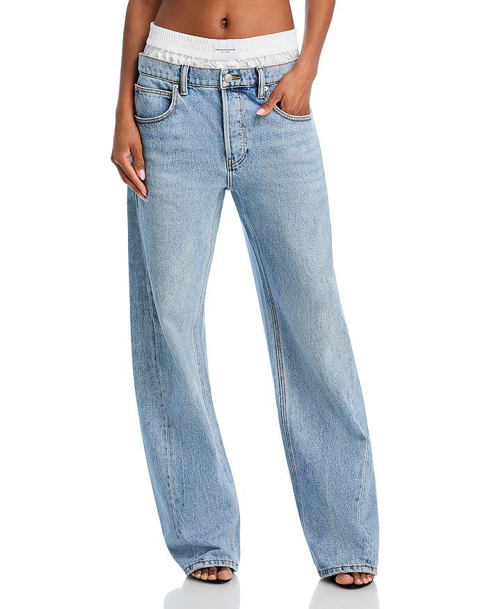 alexanderwang.t Boxer Waist High Rise Balloon Jeans in Vintage Faded Indigo