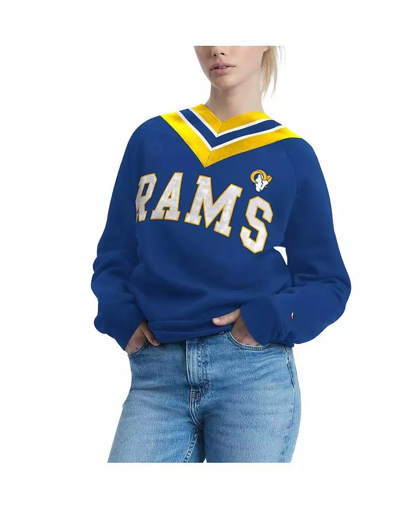 Tommy Hilfiger Women's Royal Los Angeles Rams Heidi V-Neck Pullover Sweatshirt 4