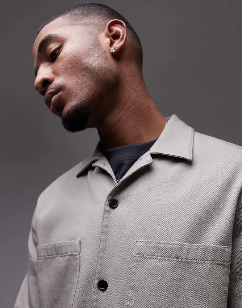 ARKET ARKET shirt with retro collar in grey 4