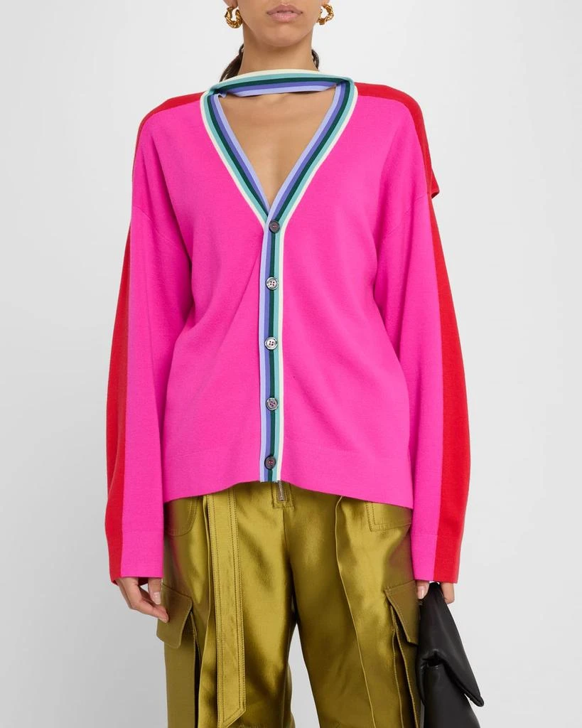 CHRISTOPHER JOHN ROGERS Colorblock Convertible Wool Cardigan 4