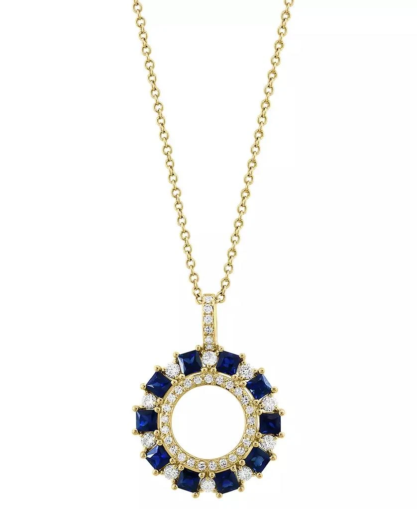 EFFY Collection EFFY® Sapphire (3/4 ct. t.w) & Diamond (1/3 ct. t.w.) Circle 18" Pendant Necklace in 14k Gold 1