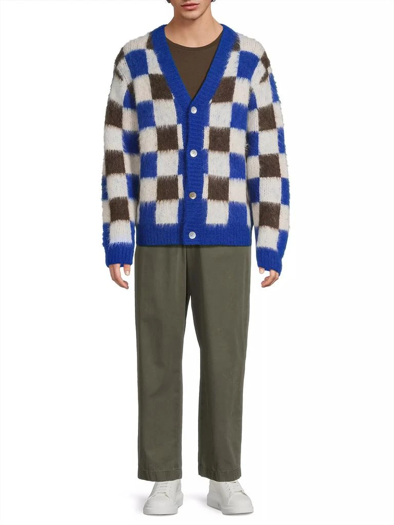 The Elder Statesman Thistle Gingham Alpaca Knit Cardigan 2