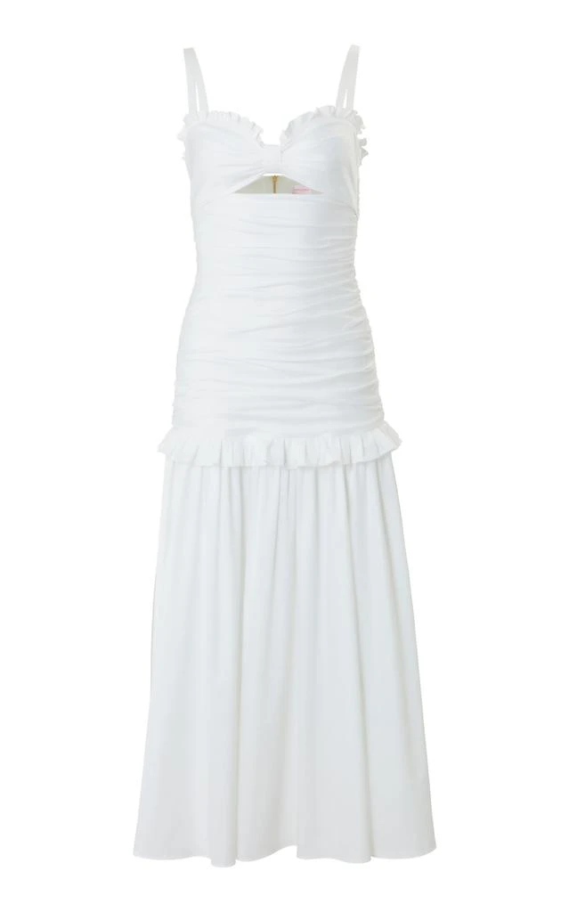 Carolina Herrera Carolina Herrera - Ruffle-Detailed Cotton-Blend Midi Dress - White - US 12 - Moda Operandi 1