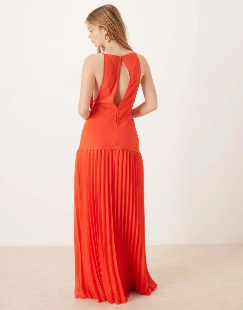 open lace back dress Carve Sleeveless Drop-Waist Pleated Maxi Dress