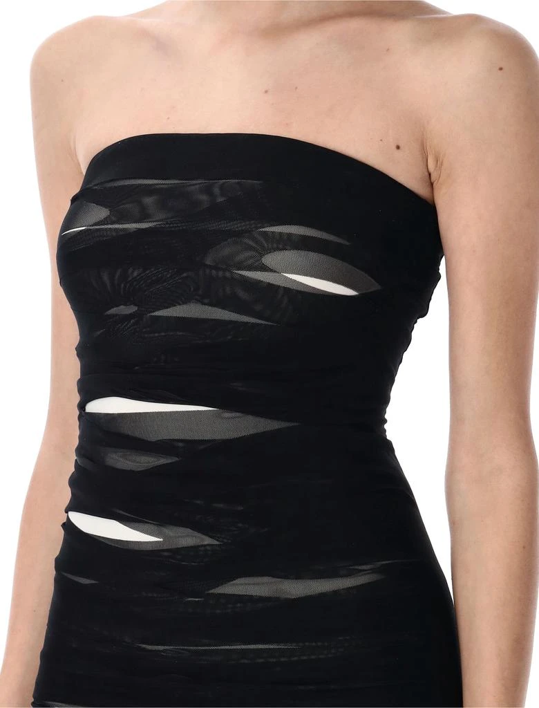 black ripped mini dress Black Shredded Punk Mini Dress with Tattered Texture