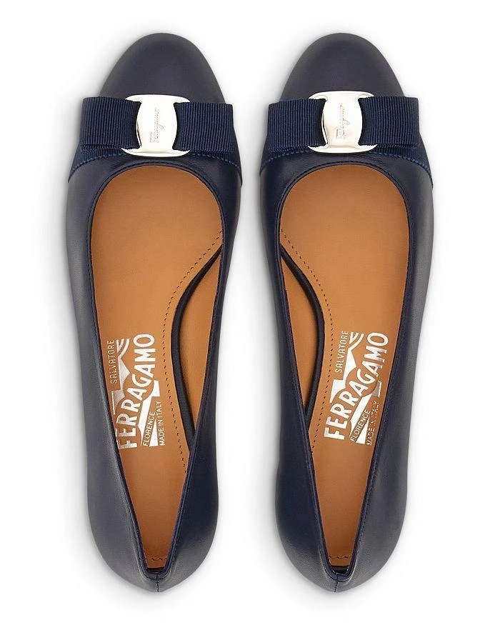 Salvatore Ferragamo Women's Vara Soft Bow Detail Blue Block Heel Pumps 4