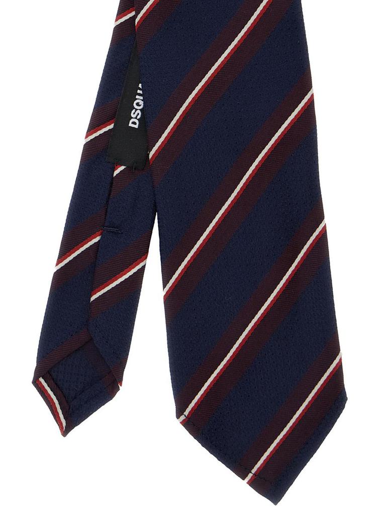 DSQUARED2 Blue Tie With All-Over Striped Motif In Silk Man