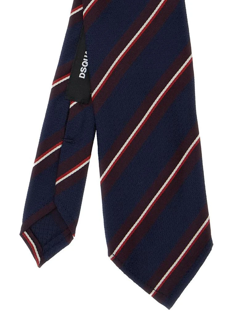 DSQUARED2 Blue Tie With All-Over Striped Motif In Silk Man 2