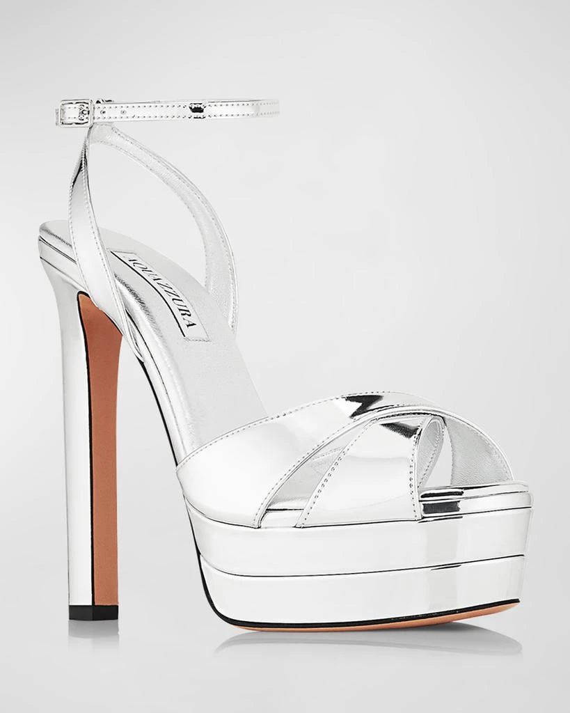 Aquazzura Divine Metallic Crisscross Platform Sandals 3