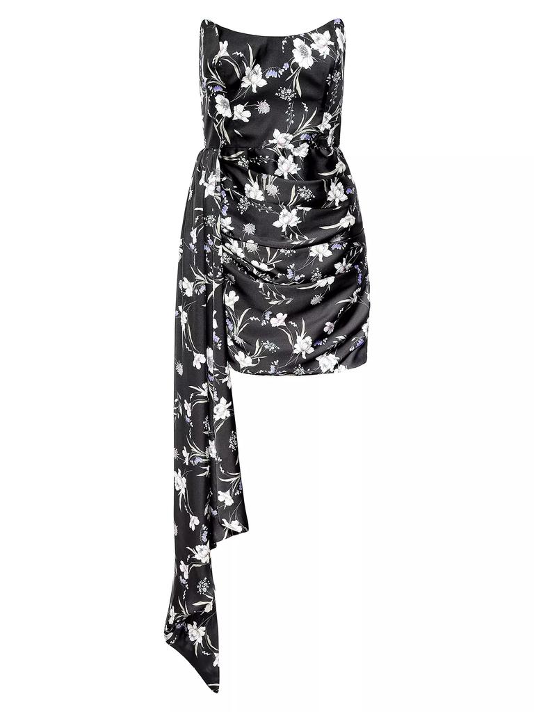 Katie May Chasing Dawn Draped Floral Satin Minidress