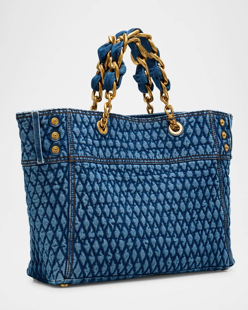 Balmain 1945 Shoulder Bag in Grid Quilted Denim 3