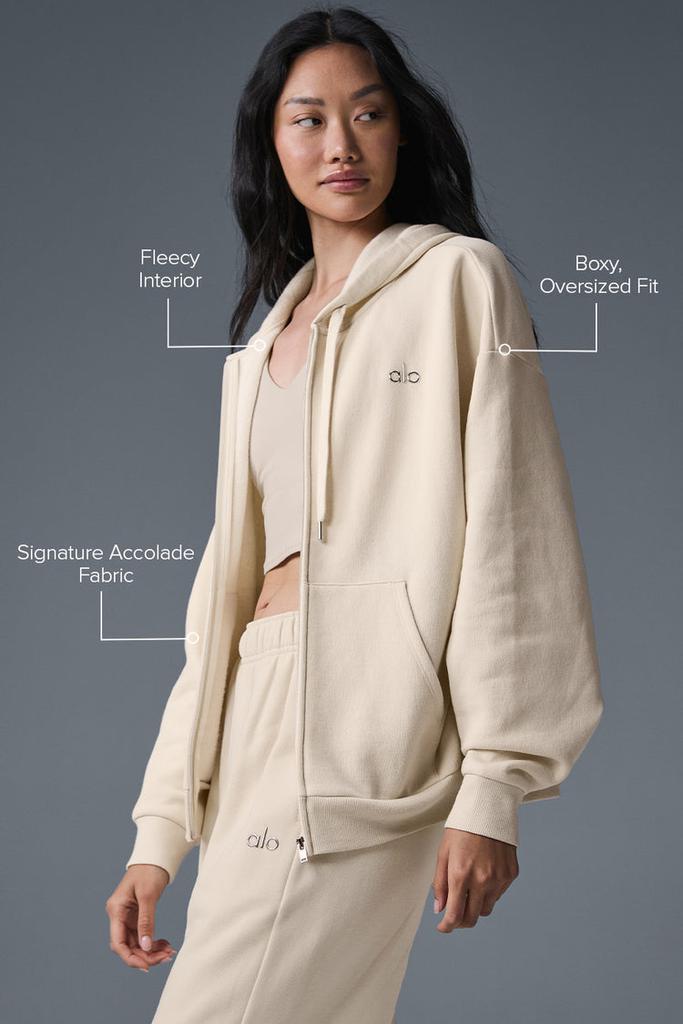 Alo Accolade Full Zip Hoodie - Macadamia